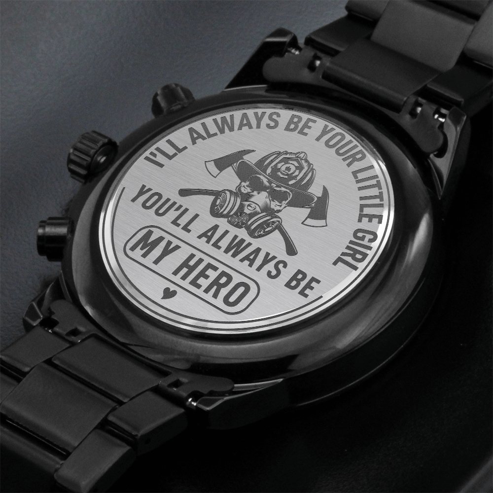 Engraved Black Chronograph Watch – Design 8043