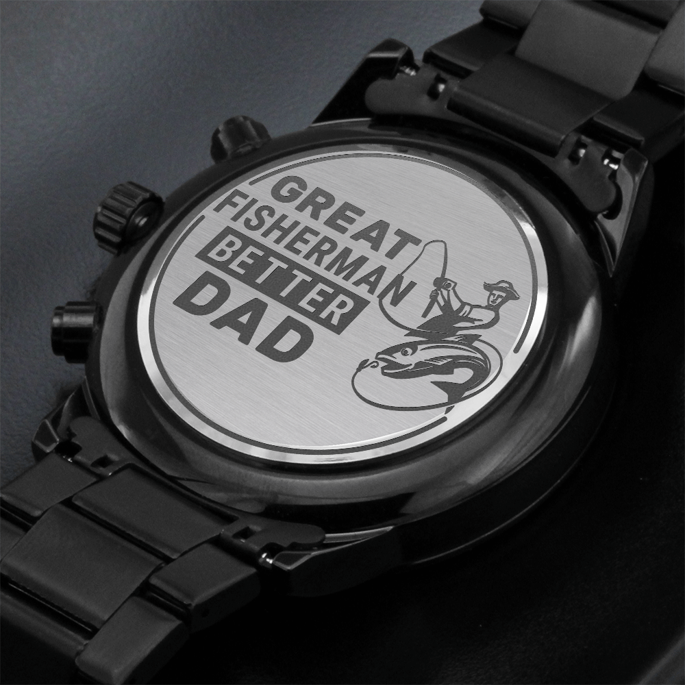 Engraved Black Chronograph Watch – Design 3001