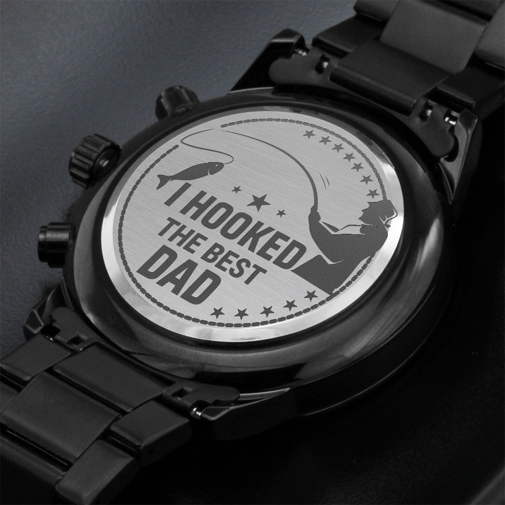 Engraved Black Chronograph Watch – Design 3272