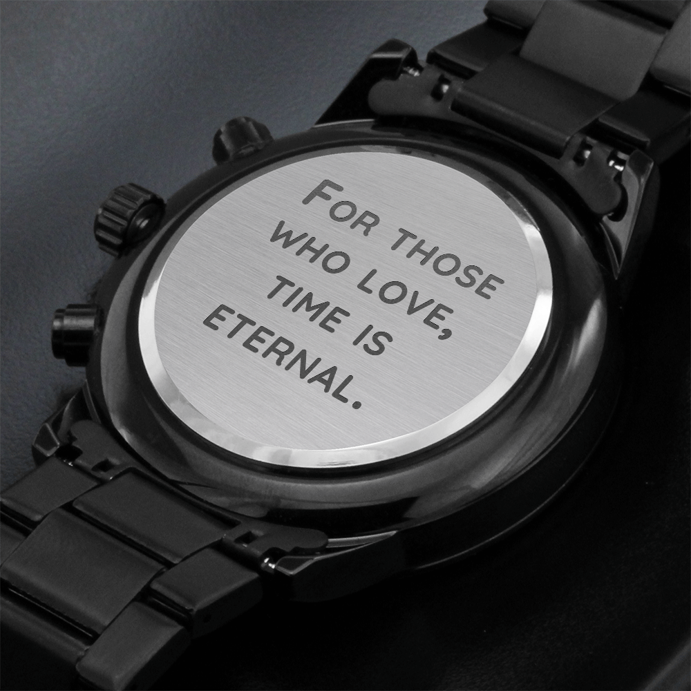 Engraved Black Chronograph Watch – Design 9330