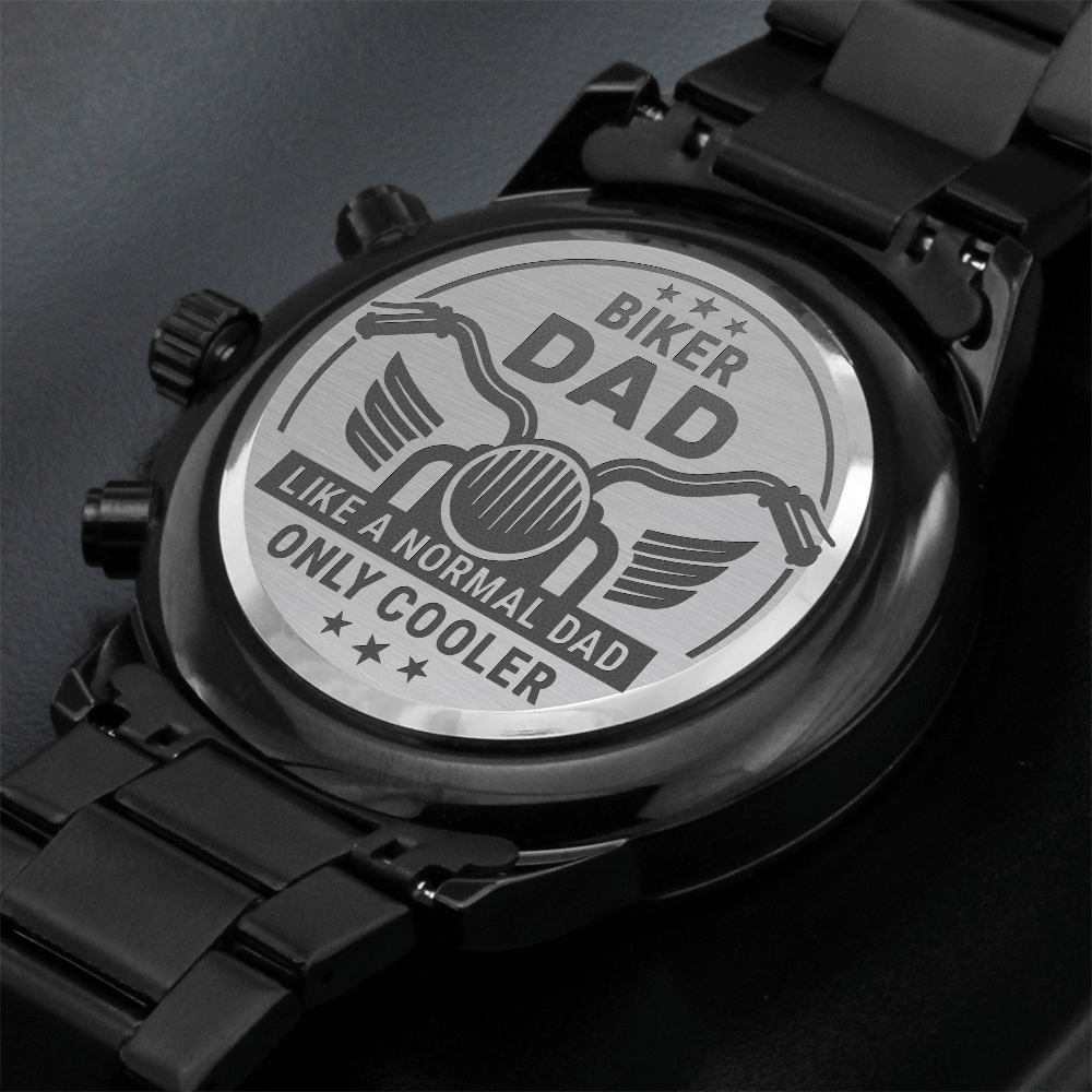Engraved Black Chronograph Watch – Design 4457