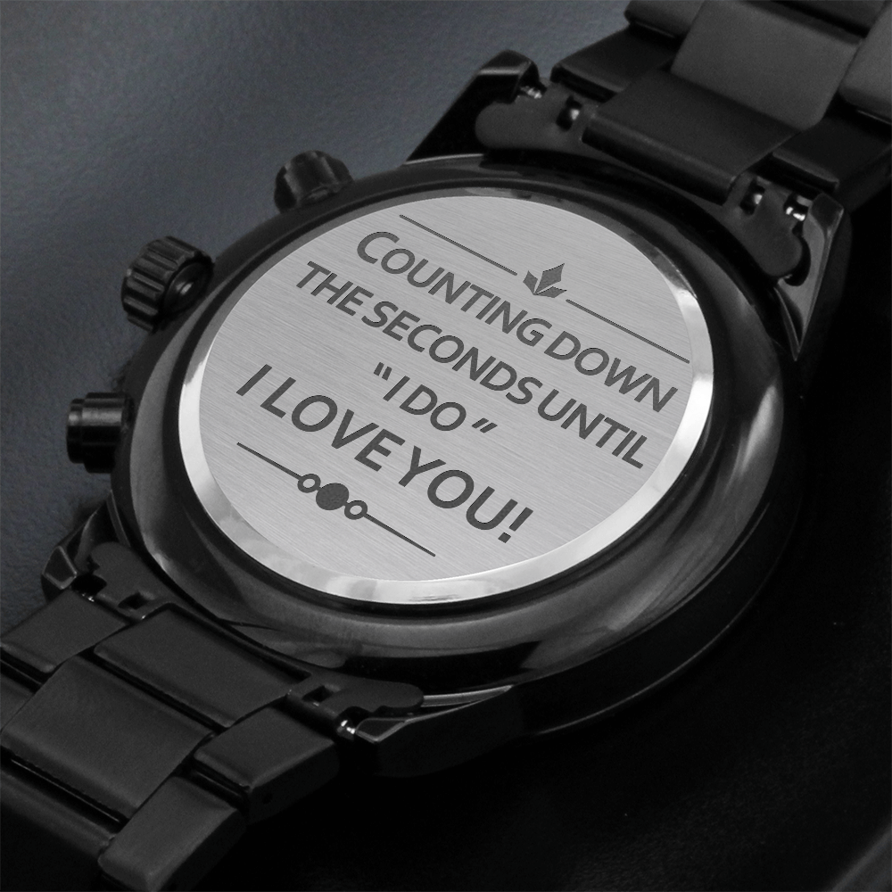 Engraved Black Chronograph Watch – Design 3770