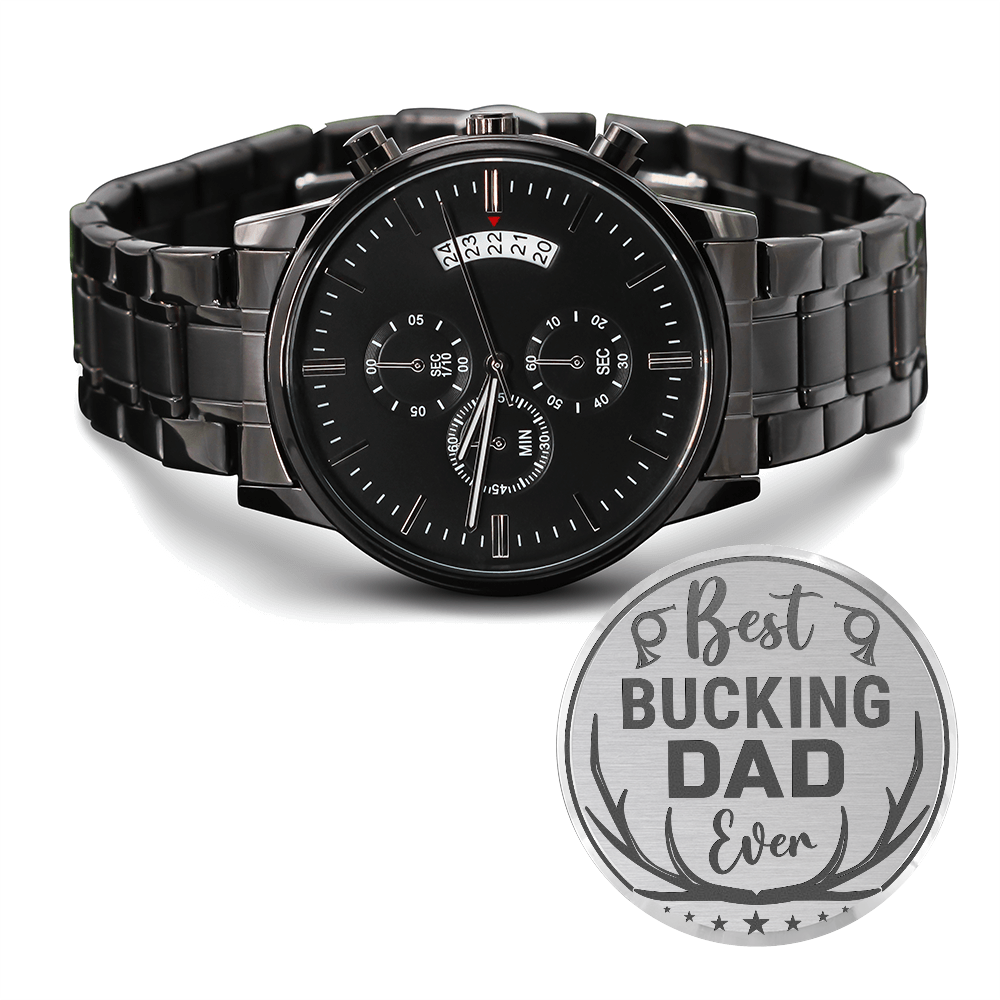 Engraved Black Chronograph Watch – Design 4450
