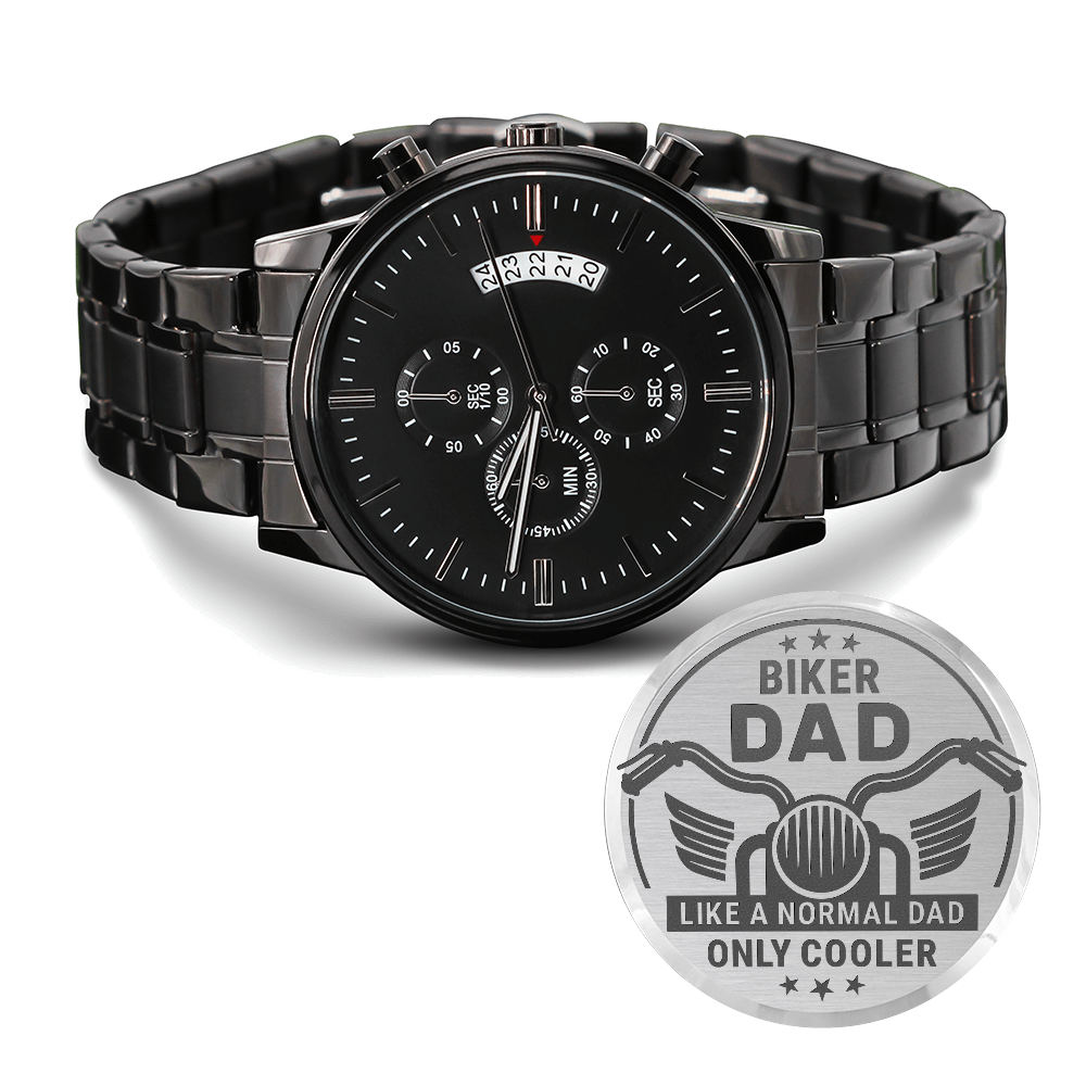 Engraved Black Chronograph Watch – Design 4457