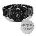 Time with Someone You Love Engraved Black Chronograph Watch