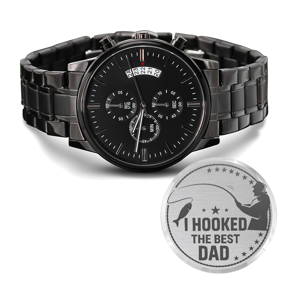 Engraved Black Chronograph Watch – Design 3272