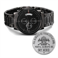Engraved Black Chronograph Watch – Design 8043