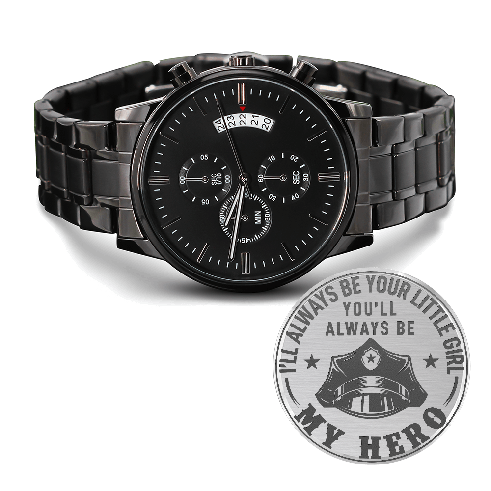 Engraved Black Chronograph Watch – Design 5280