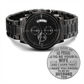 To My Husband, You Make Me Proud Engraved Black Chronograph Watch