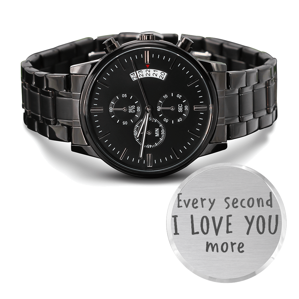 Engraved Black Chronograph Watch – Design 4310