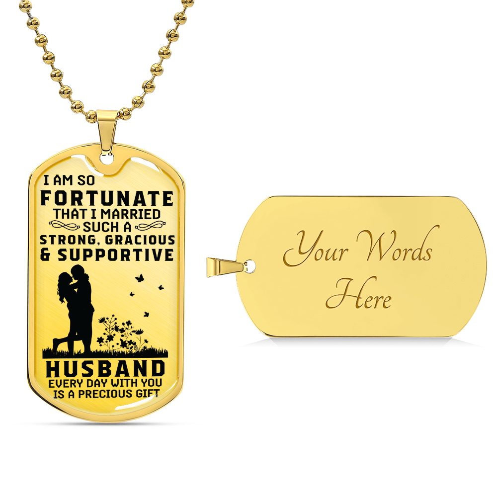 Strong Gracious and Supportive Husband Dog Tag Necklace