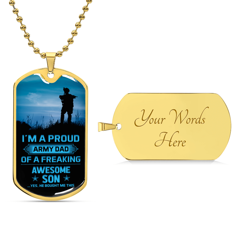 Proud Army Dad of an Awesome Son Dog Tag Necklace