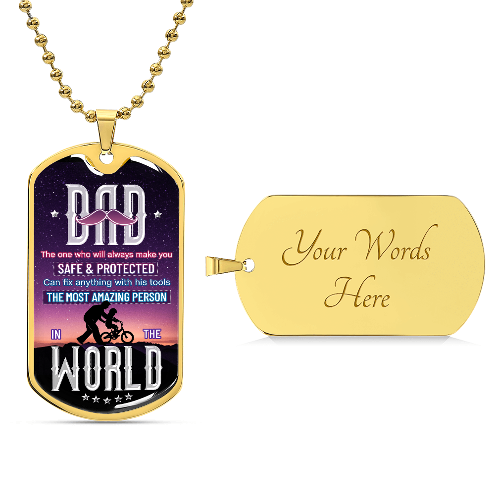 Most Amazing Dad in the World Dog Tag Necklace
