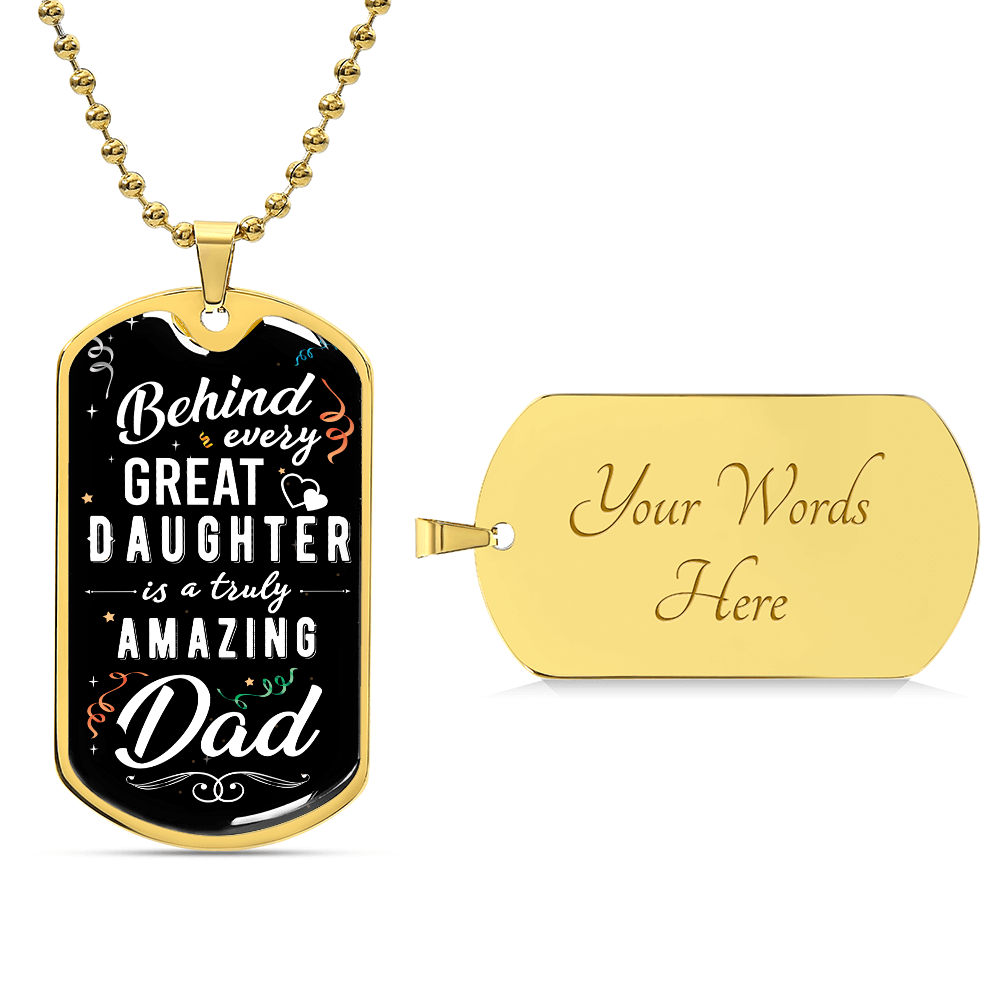 Great Daughter Amazing Dad Dog Tag Necklace