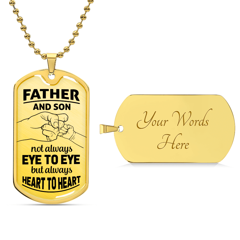 Father and Son Heart to Heart Dog Tag Necklace