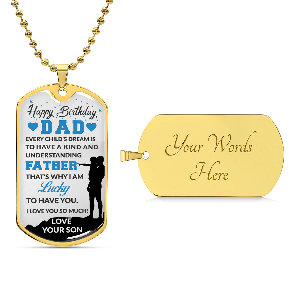 Happy Birthday Dad from Son Dog Tag Necklace