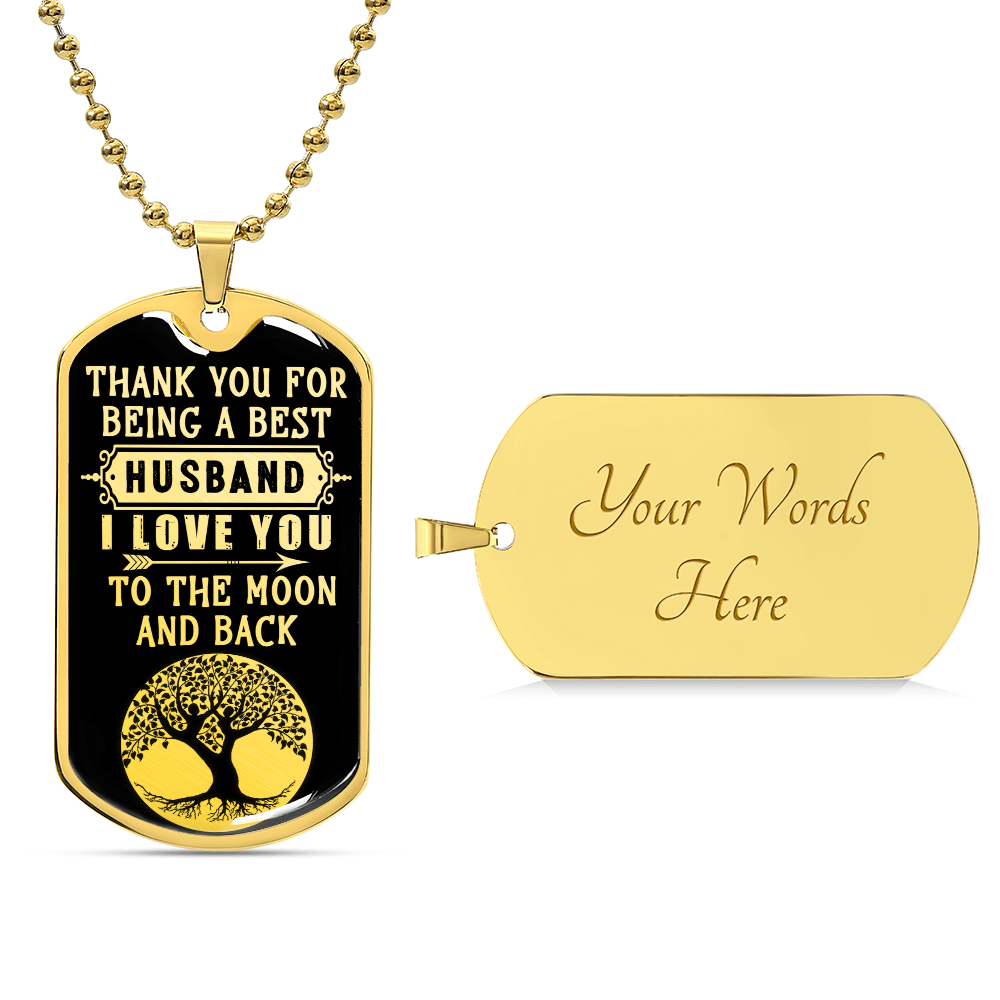 Best Husband to the Moon and Back Dog Tag Necklace