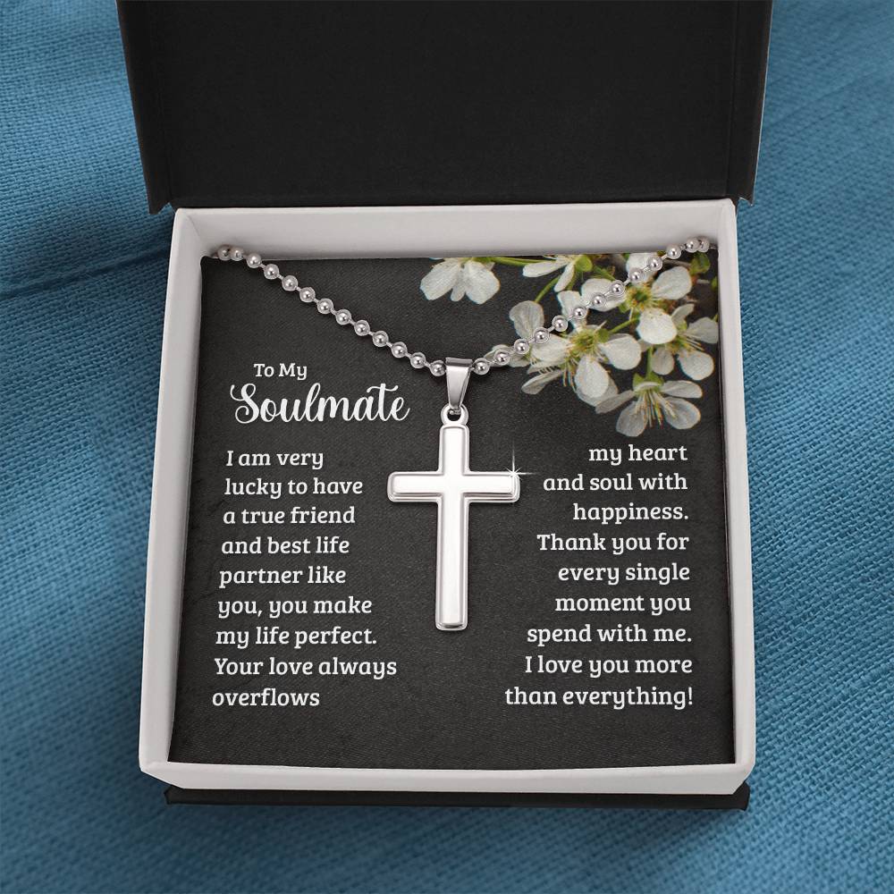 Artisan Cross Necklace with Ball Chain