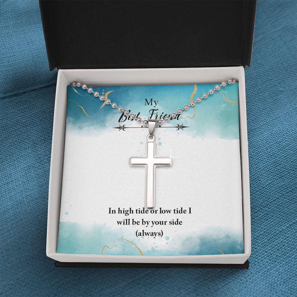 My Best Friend High Tide or Low Tide Artisan Cross Necklace