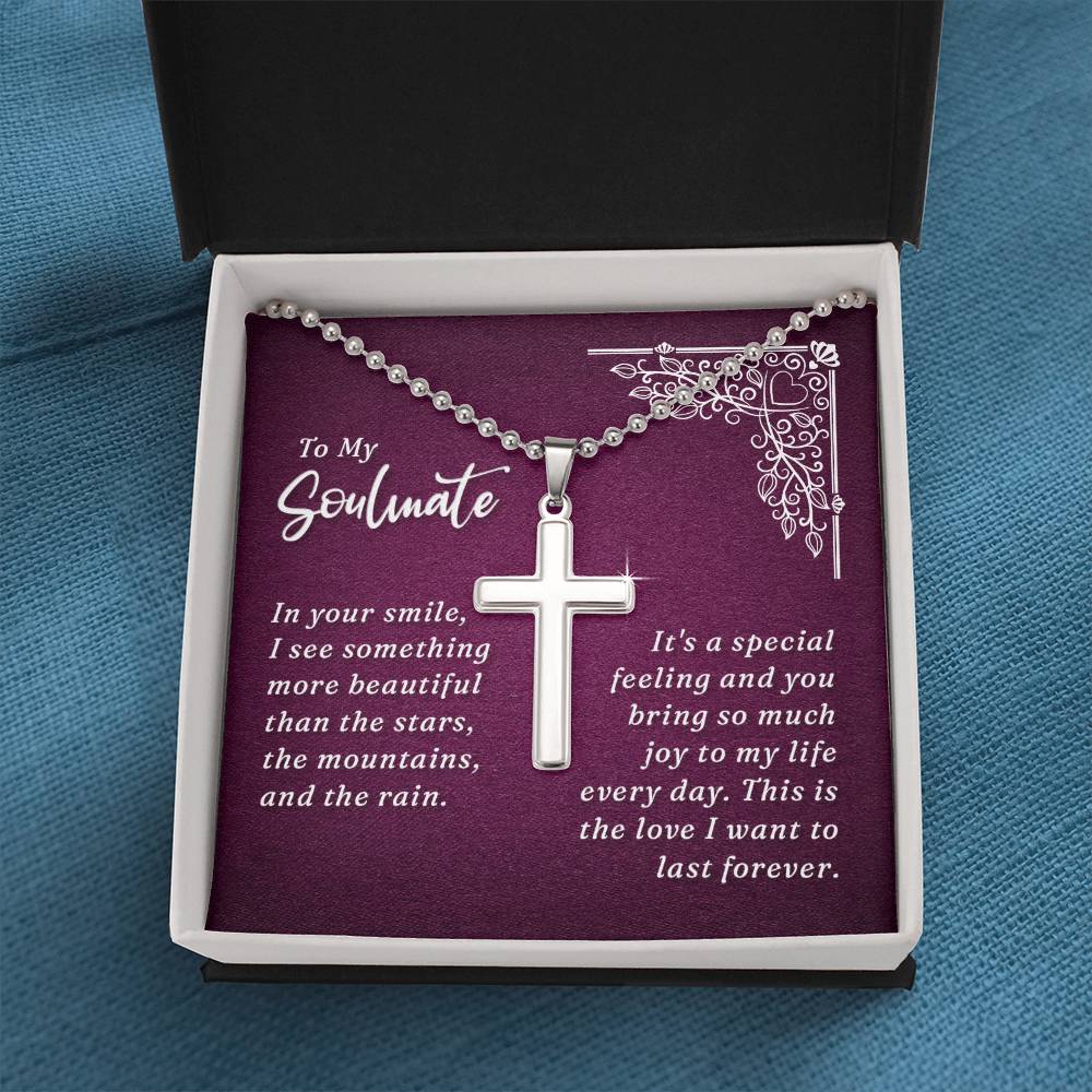Artisan Cross Necklace with Ball Chain