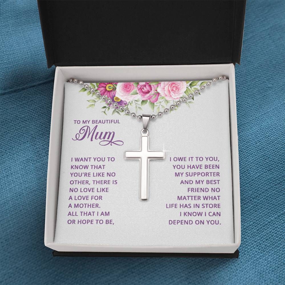Artisan Cross Necklace with Ball Chain