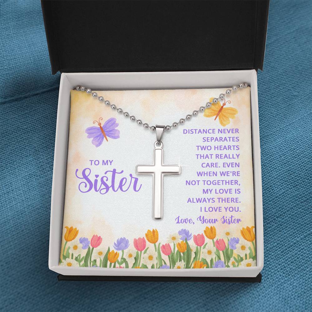 Artisan Cross Necklace with Ball Chain
