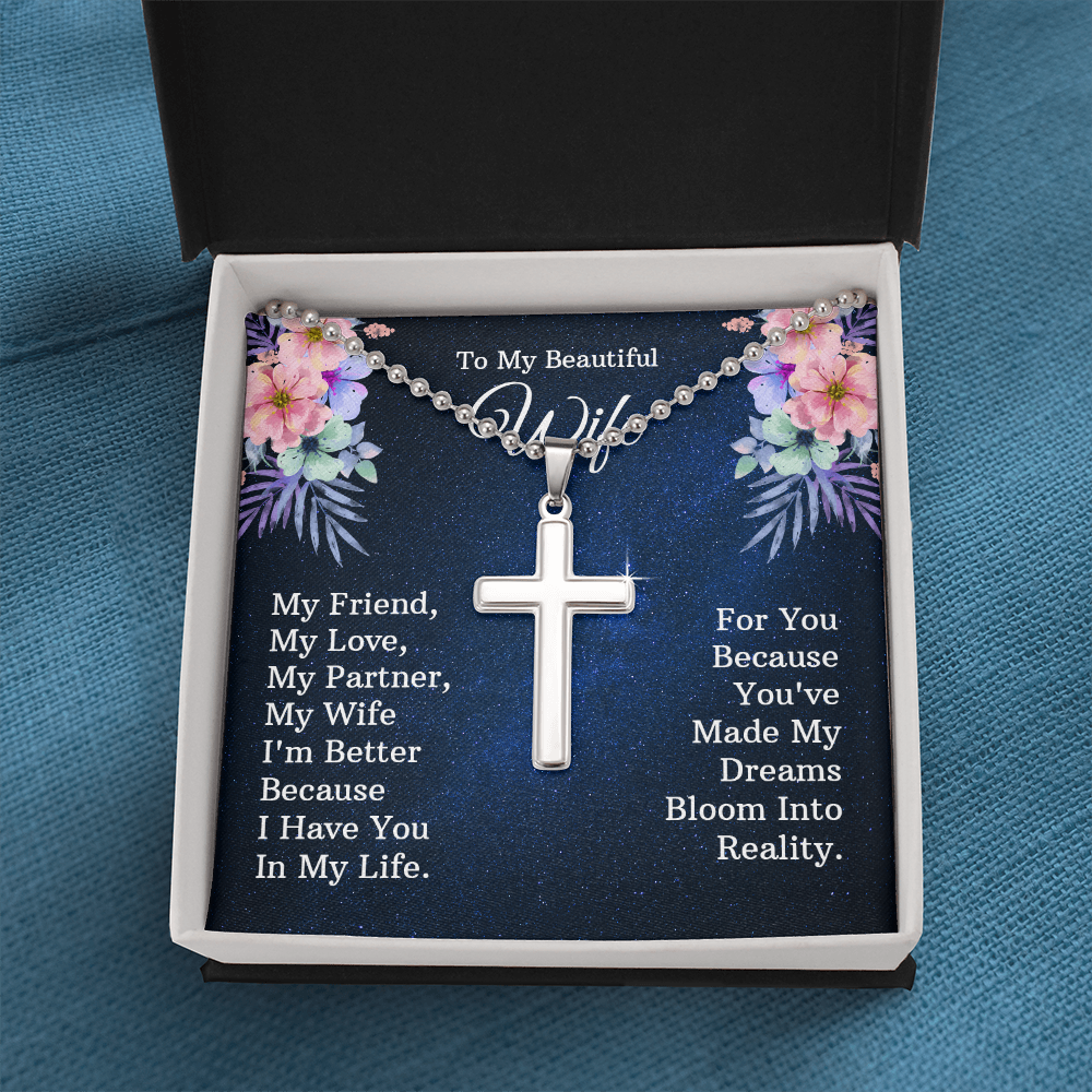 Artisan Cross Necklace with Ball Chain