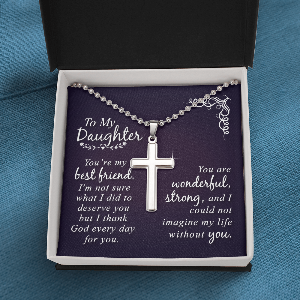 Artisan Cross Necklace with Ball Chain