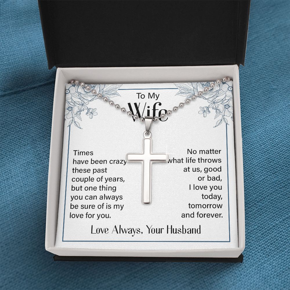 Artisan Cross Necklace with Ball Chain