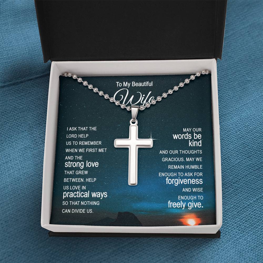 Artisan Cross Necklace with Ball Chain