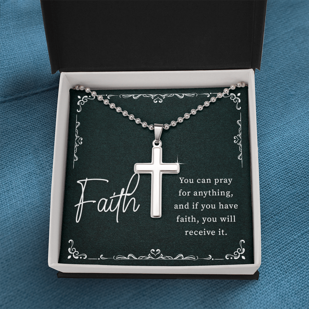 Artisan Cross Necklace with Ball Chain