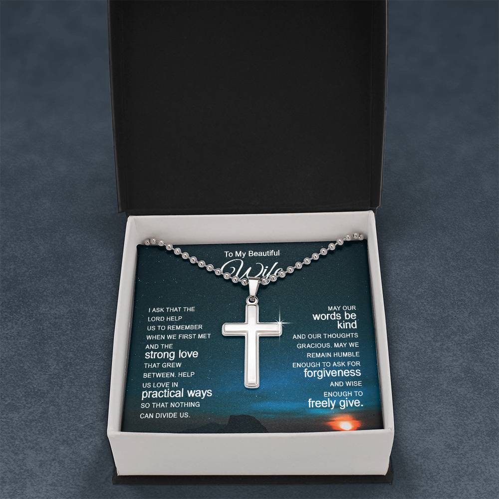 Artisan Cross Necklace with Ball Chain