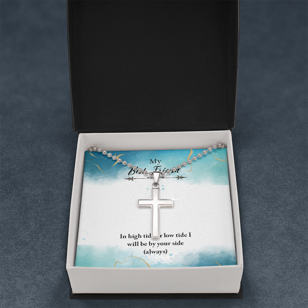 My Best Friend High Tide or Low Tide Artisan Cross Necklace
