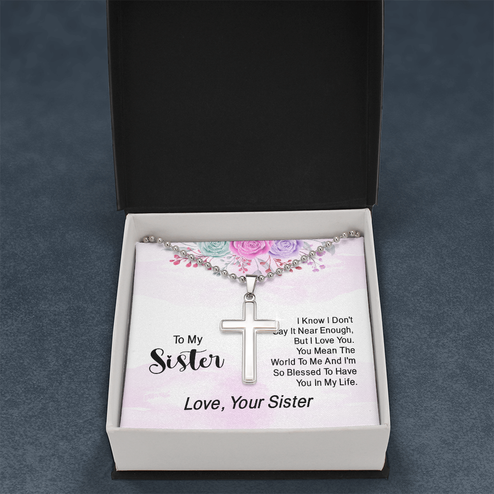 Artisan Cross Necklace with Ball Chain
