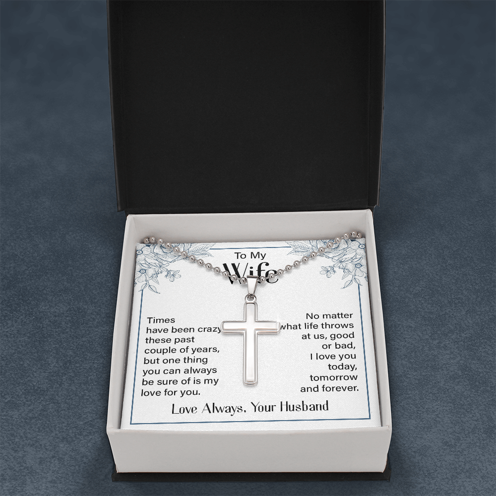 Artisan Cross Necklace with Ball Chain