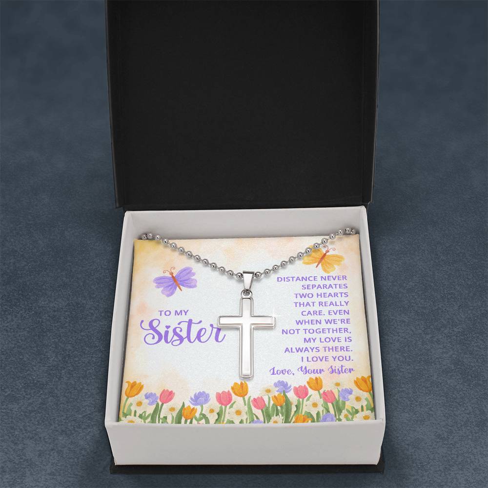 Artisan Cross Necklace with Ball Chain