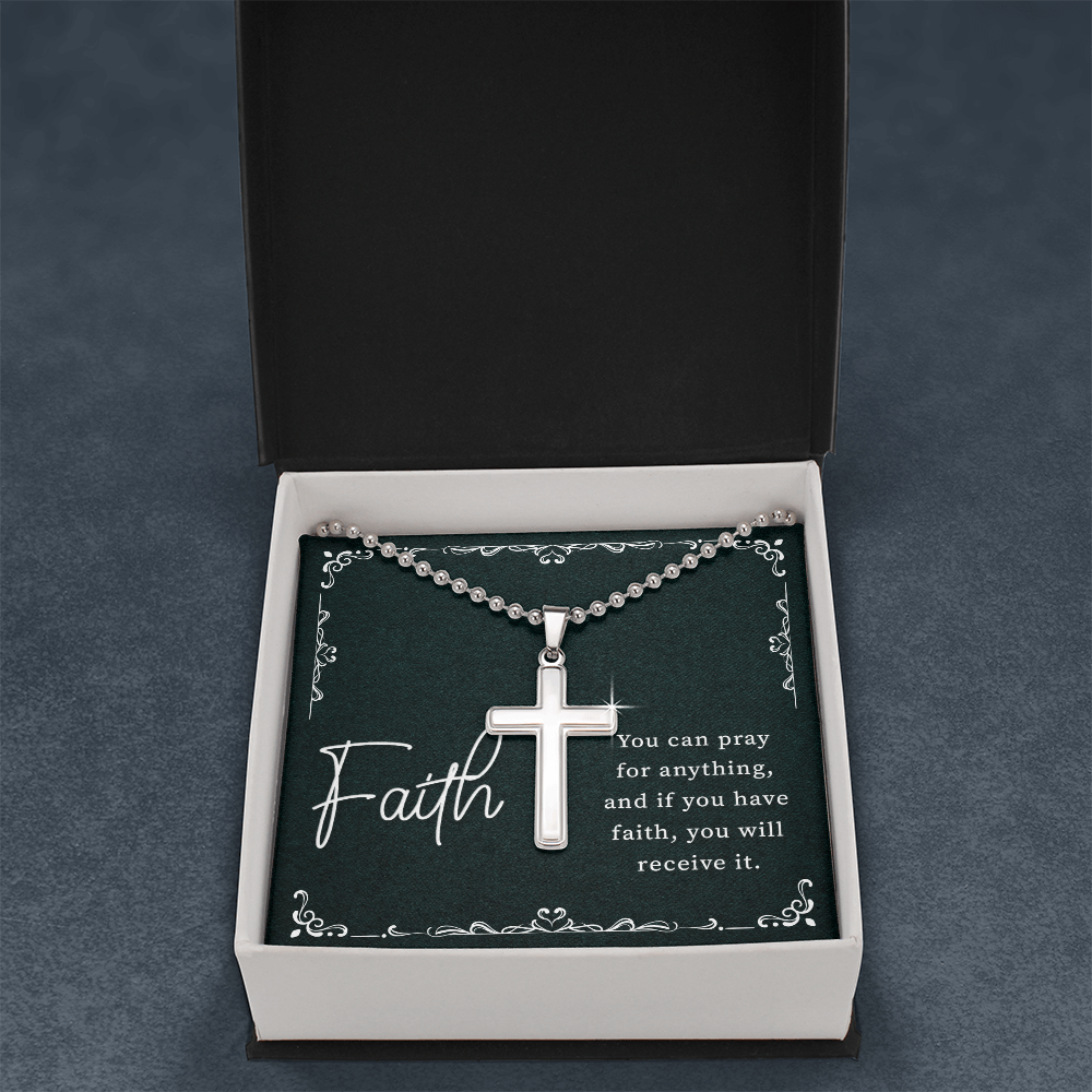 Artisan Cross Necklace with Ball Chain