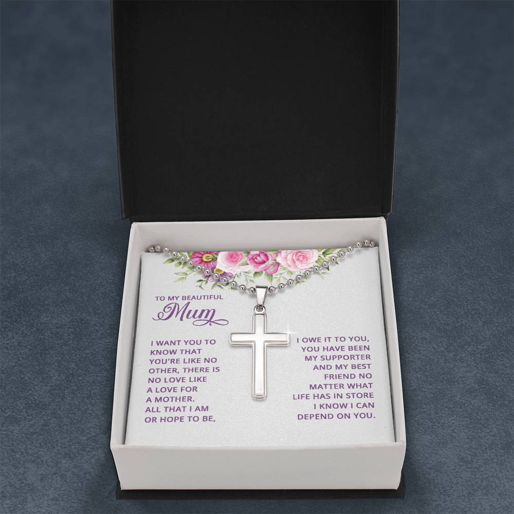 Artisan Cross Necklace with Ball Chain
