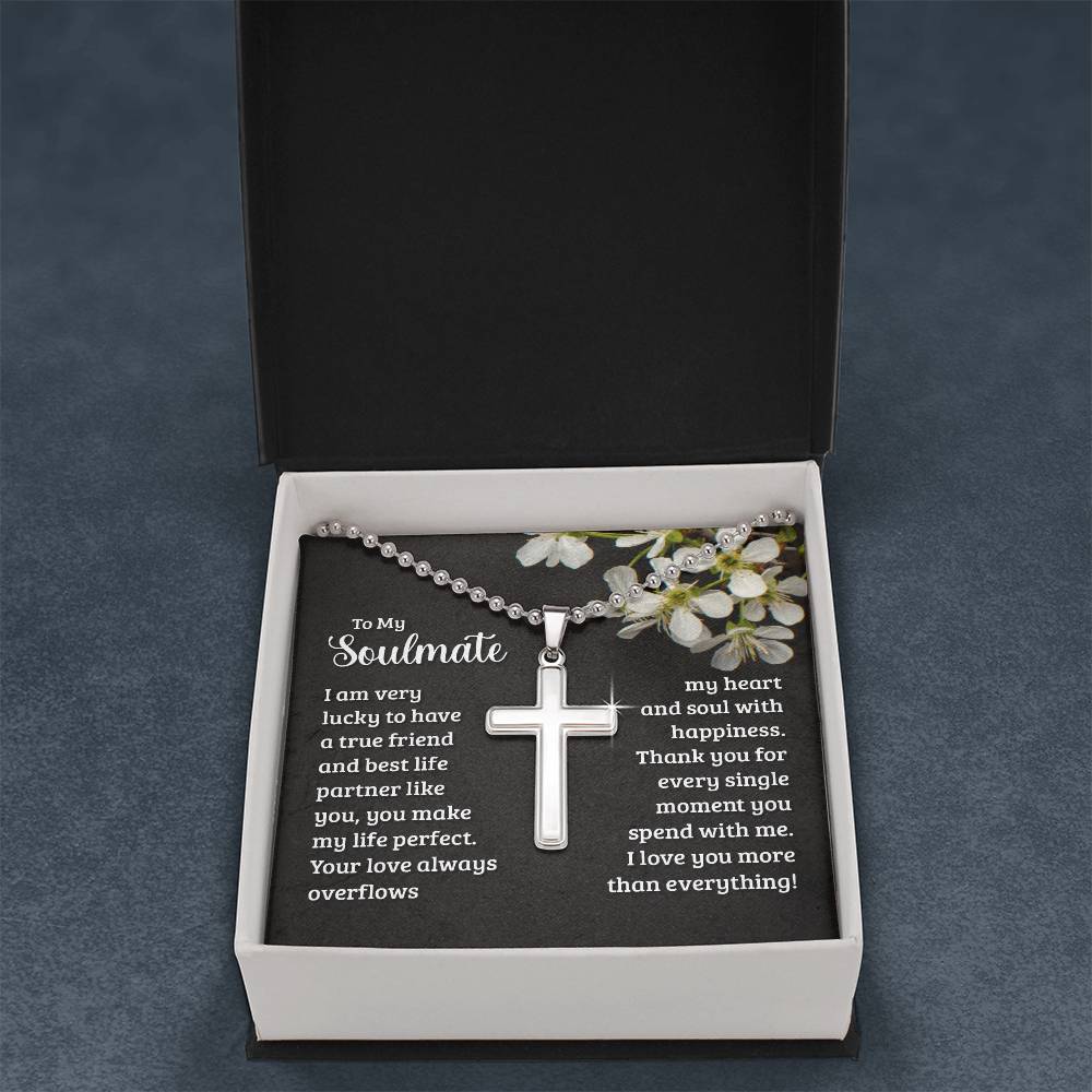 Artisan Cross Necklace with Ball Chain