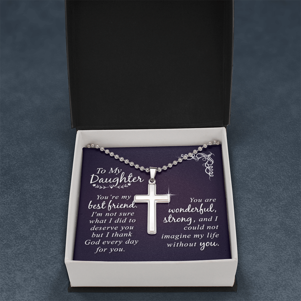 Artisan Cross Necklace with Ball Chain