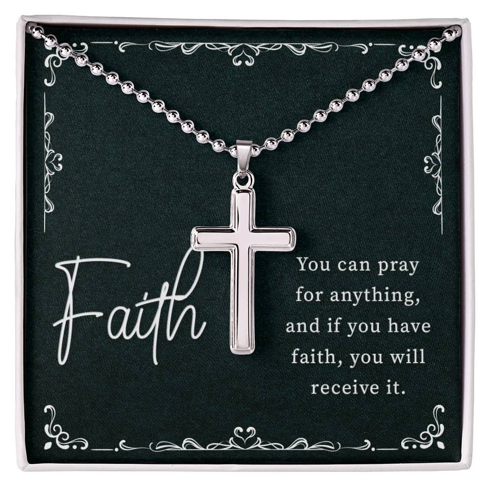 Artisan Cross Necklace with Ball Chain