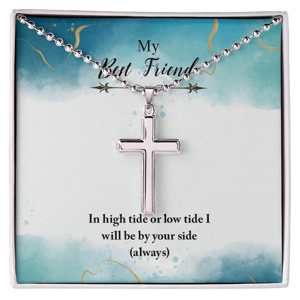 My Best Friend High Tide or Low Tide Artisan Cross Necklace