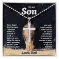To My Son Old Lion Artisan Cross Necklace