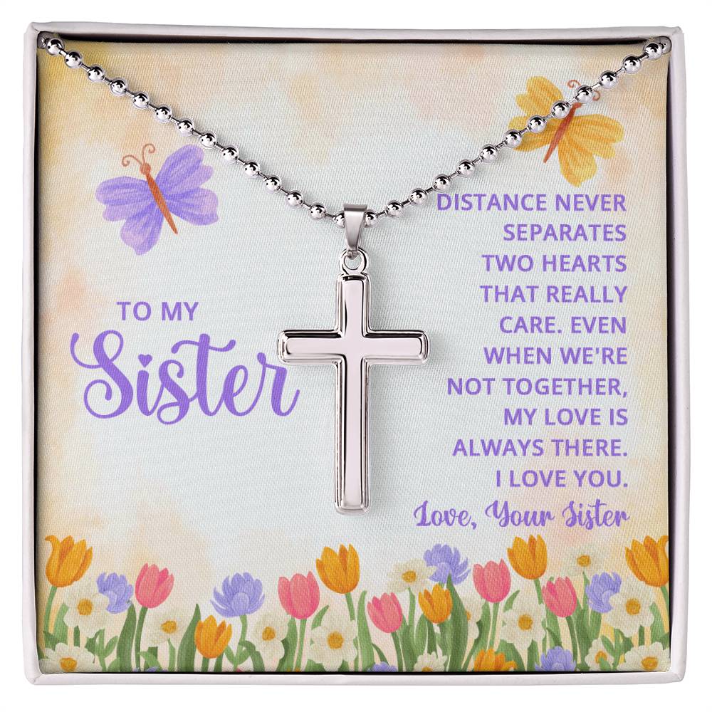 Artisan Cross Necklace with Ball Chain