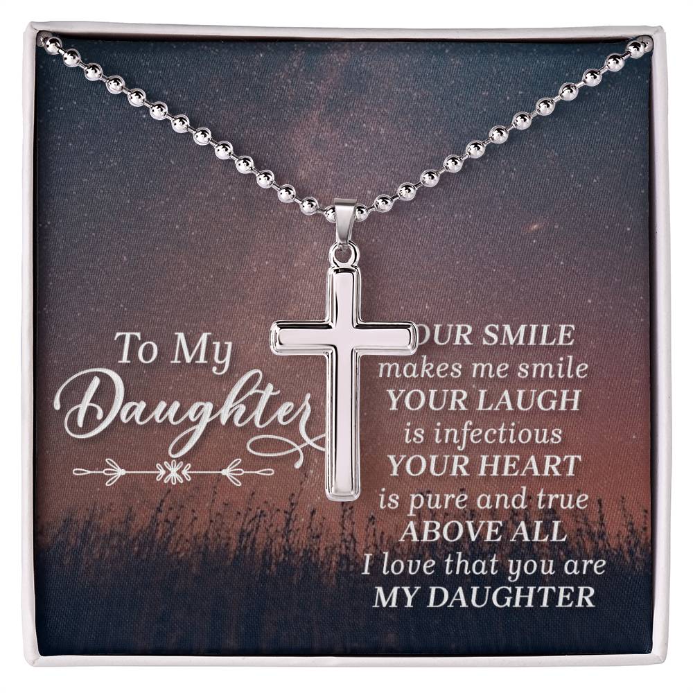 Artisan Cross Necklace with Ball Chain