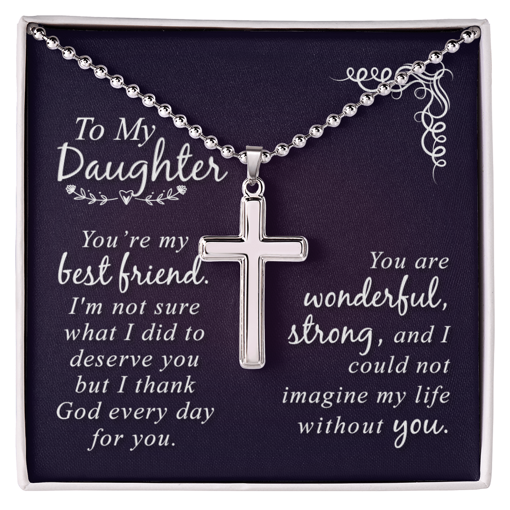 Artisan Cross Necklace with Ball Chain