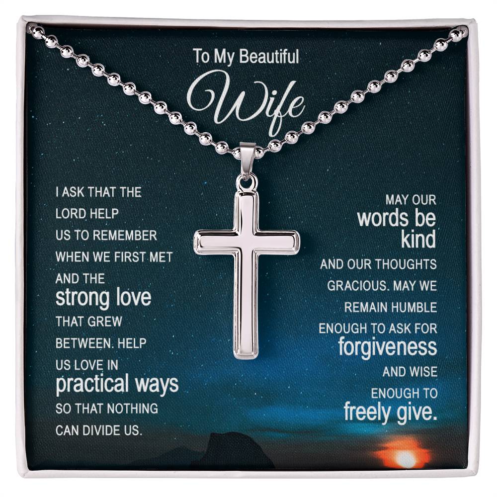Artisan Cross Necklace with Ball Chain