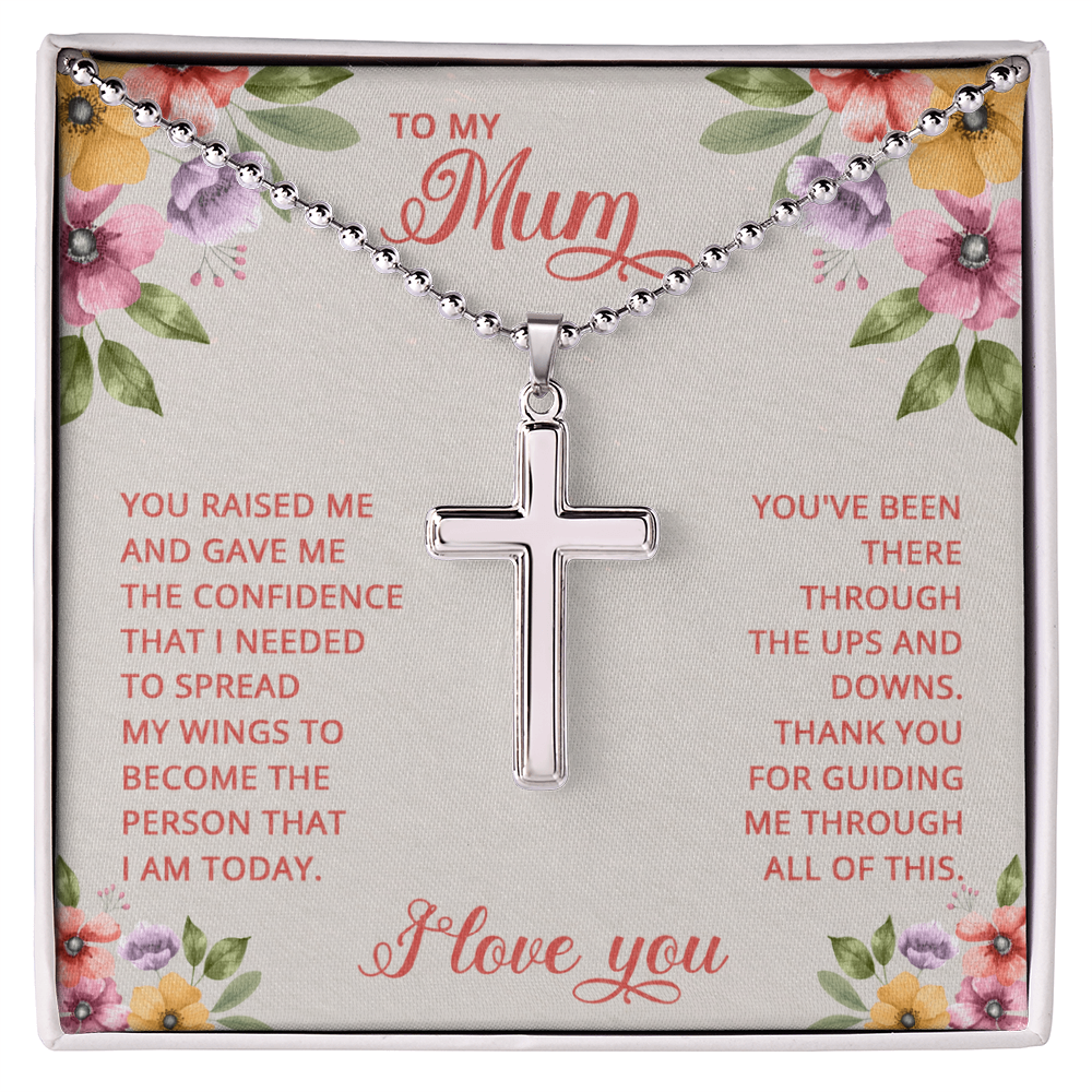 Artisan Cross Necklace with Ball Chain