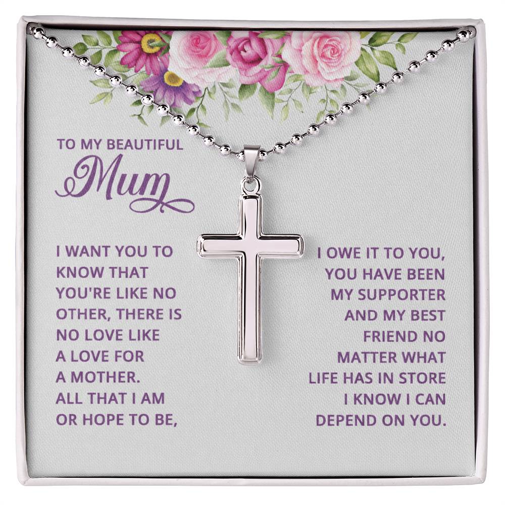 Artisan Cross Necklace with Ball Chain