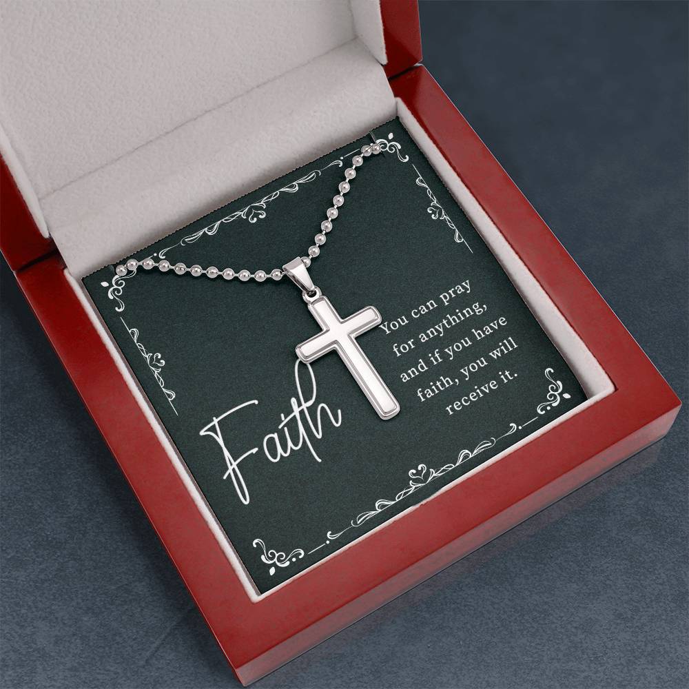 Artisan Cross Necklace with Ball Chain